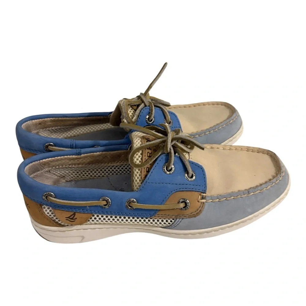 Sperry Topsider Leather Light Blue Preppy Nautical Old Money Boat Casual Shoe 6 - Picture 6 of 12